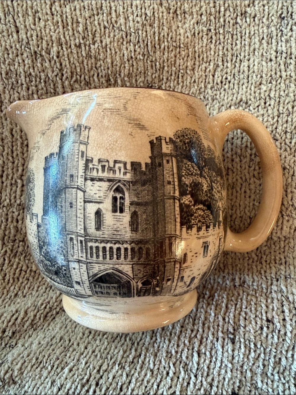 Gray’s Pottery England decorated antique cream pitcher.  Battle Abbey Sussex.